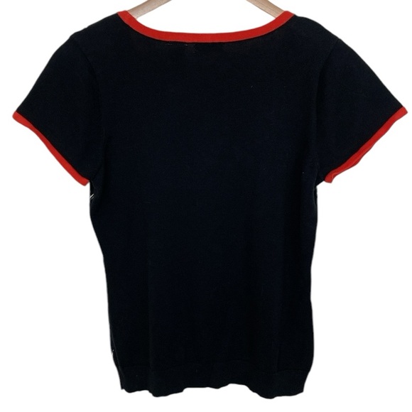 Liz & Co Argyle Scoop Neck Short Sleeve Sweater Size M/L - Picture 5 of 9